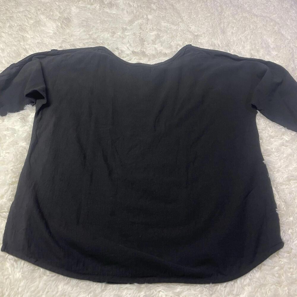 Soft Surroundings Black Cotton 3/4 Sleeve Top
